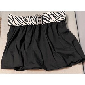 Sensational Collections Black Bubble Hem Mini Skirt Zebra Print Waistband Medium